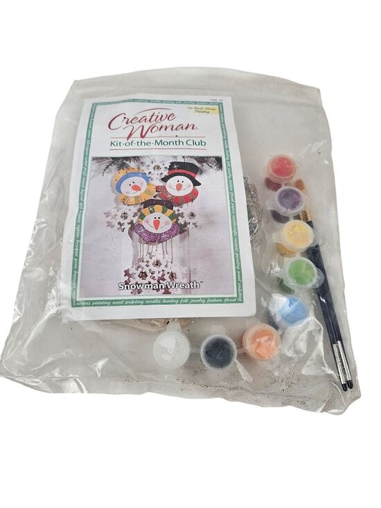 Creative Woman Other - Creative Woman Snowman Wreath Kit With Paint & Brushes Kit-Of-The-Month Club Pro